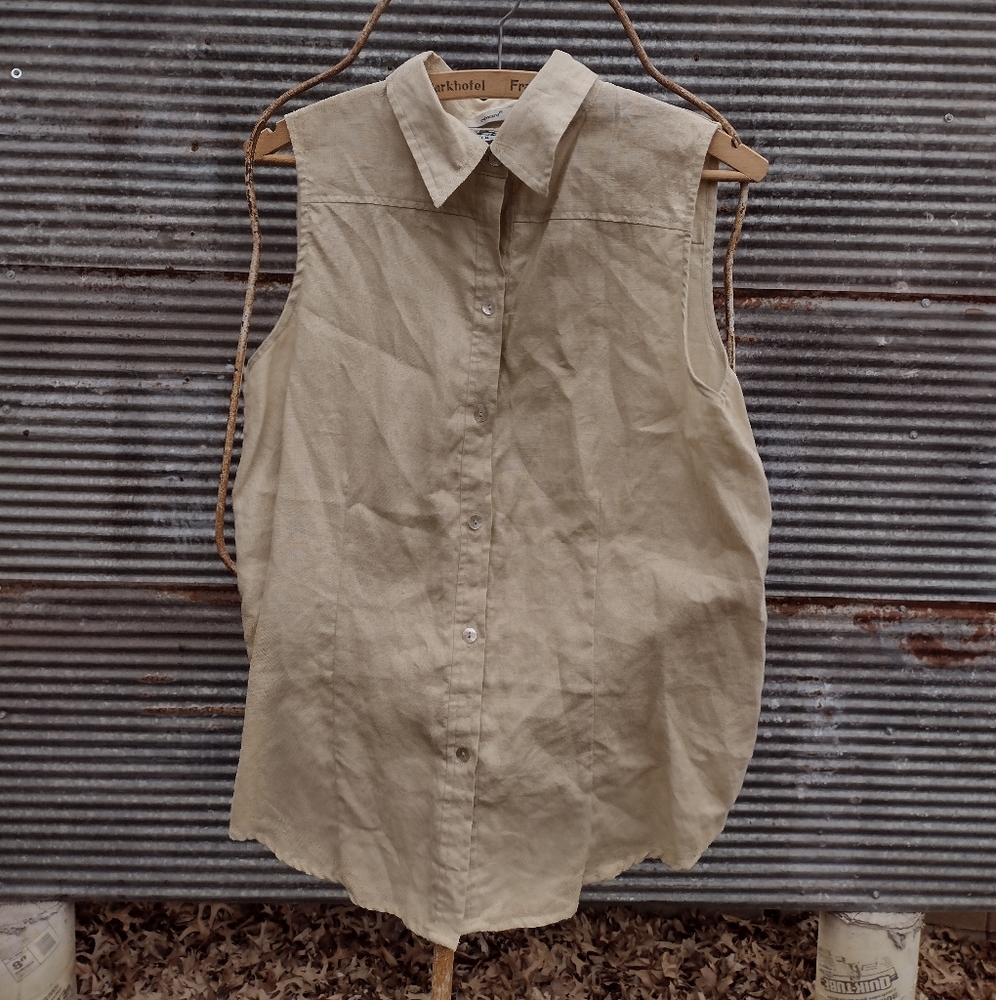 Edward Irish linen sleeveless blouse size  L